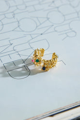 18k Gold Plated Precious Gems Ring Gold