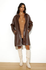FINDERS KEEPERS Mia Pu Trench Coat Chocolate