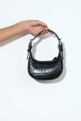 BILLINI Iggy Shoulder Bag Black Patent Croc