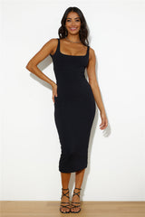 Girls' Night Ribbed Midi Dress Black
