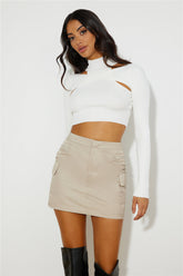 In Or Out Knit Crop Top White