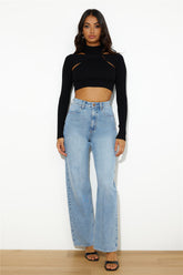 In Or Out Knit Crop Top Black