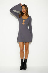 Laser Focus Mini Dress Charcoal Grey