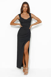 Fitted For You Maxi Dress Black