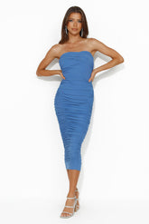 All The Curves Midi Dress Blue