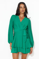 Meet Downtown Long Sleeve Mini Dress Green