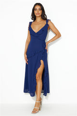 Chasing Seasons Frill Maxi Dress Navy