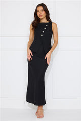 Days In Linen Blend Maxi Skirt Black