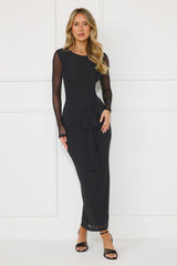 Brilliant Vibes Long Sleeve Maxi Dress Black