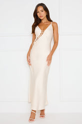 Hideaway Place Satin Maxi Dress Champagne