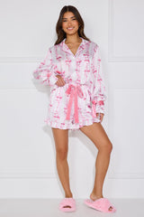 Goodnight Kisses Satin Pyjama Shorts Pink