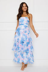 Chicago Chic Strapless Maxi Dress Blue