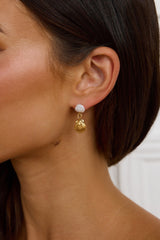 18k Gold Plated Seashell Pearl Earrings Gold