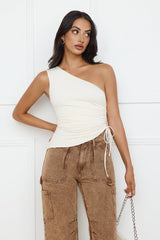 Lovergirl Luxe One Shoulder Top Beige