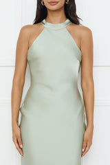 Icon Status Satin Maxi Dress Sage