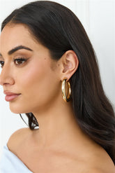 Fake It Till You Make It Hoop Earrings Gold