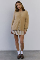 Crisp Snowfall Longline Fluffy Cardigan Tan