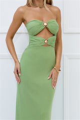 High Gloss Affair Strapless Maxi Dress Sage