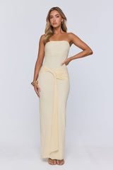 Gentle Statement Mesh Strapless Maxi Dress Yellow
