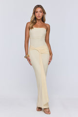 Gentle Statement Mesh Strapless Maxi Dress Yellow