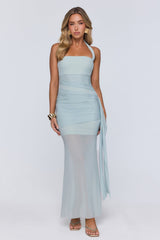 Elevated Intention Mesh Halter Maxi Dress Sage