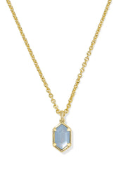 Hallie Gold Short Pendant Necklace Sky Blue Mother Of Pearl