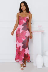 Girl Vibes Mesh Maxi Dress Pink