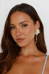 18k Gold Plated Florals Of Pearl Earrings Gold