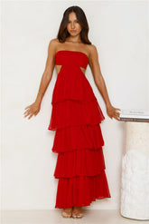 Hello Molly Luxe Mode Strapless Maxi Dress Raspberry