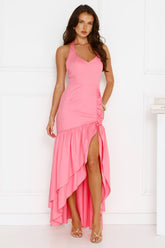 Lavish At Nighttime Halter Maxi Dress Pink
