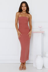Aiko Halter Mesh Maxi Dress Rose