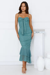 Dainty Design Mesh Midi Dress Green