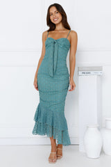 Dainty Design Mesh Midi Dress Green