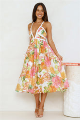 Blooming In The City Midi Dress Orange