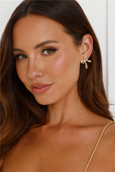 18k Gold Plated Golden Bow Earrings Gold