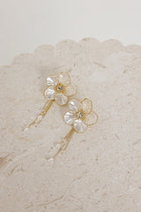 18k Gold Plated Florals Of Pearl Earrings Gold