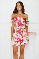 Luxe Seraphina Off Shoulder Mini Dress Pink