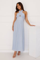 Paris Afternoon Halter Maxi Dress Blue