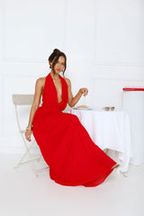 Love From Rosalie Halter Maxi Dress Red