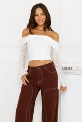 Lace Delight Off Shoulder Top White