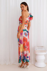 Enchanted Bouquet One Shoulder Midi Dress Multi