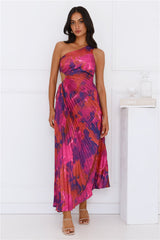 Fashionista's Night Out One Shoulder Satin Maxi Dress Purple