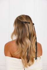 Long Bow Hair Clips Black