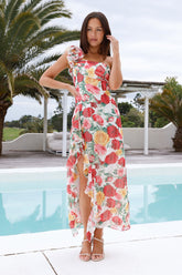 Mysterious Petals One Shoulder Midi Dress White