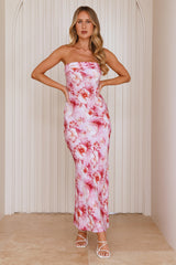 Blooming Brilliance Strapless Maxi Dress Pink