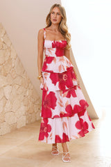 Flowering Splendor Maxi Dress Red