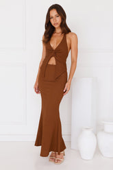 Coral Cove Maxi Skirt Brown