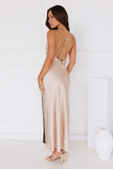 Moonbeam Sonata Satin Midi Dress Champagne