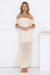 Lumière Off Shoulder Mesh Maxi Dress Yellow