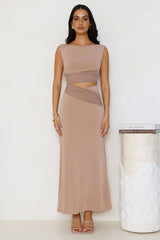 Iconic Aura Mesh Maxi Dress Beige